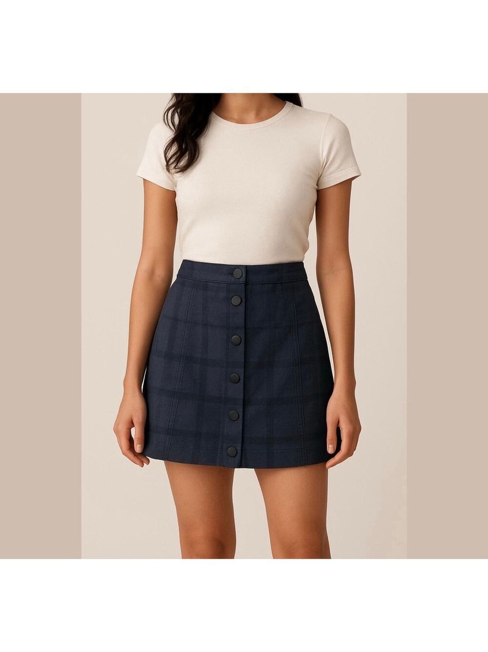 NEW ann taylor loft plaid skirt womens 8P button front